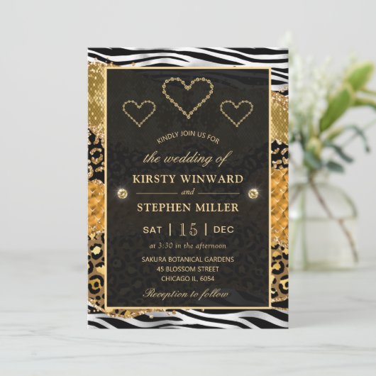 グリーンジャングルサファリグリッターアゲ結婚ート 招待状 (スタンド正面)