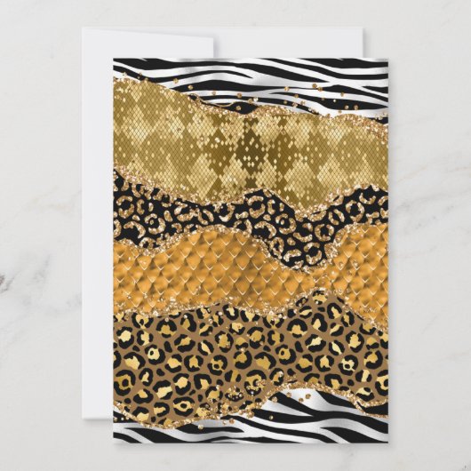 グリーンジャングルサファリグリッターアゲ結婚ート 招待状 (裏面)