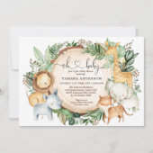 グリーンジャングルサファリ ワイルドアニマル ベビーシャワー 招待状 (正面)