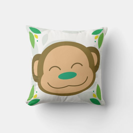 グリーンジャングルモンキー装飾用クッション クッション (正面)