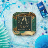 グリーンジャングル動物プリントグリッターアゲートウェディング ペーパープレート (パーティー)