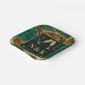 グリーンジャングル動物プリントグリッターアゲートウェディング ペーパープレート (傾斜あり)