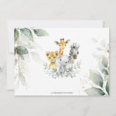 グリーンジャングル動物 洗礼 感謝カード 招待状 (裏面)