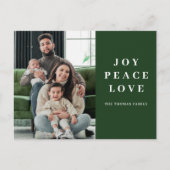 グリーンジョイピースラブクリスマスミニマルファミリー名 シーズンポストカード (正面)