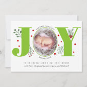 グリーンジョイ初めてのクリスマスホリデーフォトベビー誕生 案内状 (正面)