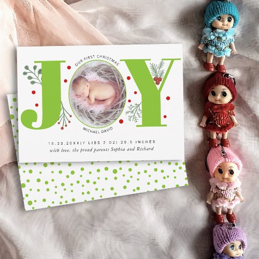 グリーンジョイ初めてのクリスマスホリデーフォトベビー誕生 案内状