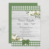 グリーンジンガエレガントムフローラベビーシャワー 招待状 (正面/裏面)