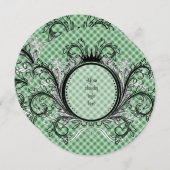 グリーンジンガストライプのム招待状 招待状 (正面/裏面)