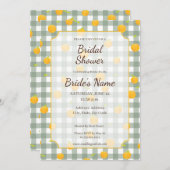 グリーンジンガムレモンピクニックプレイドシャワー招待状 招待状 (正面/裏面)