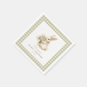 グリーンジンガムヴィンテージバニーベビーシャワー スタンダードカクテルナプキン (角)