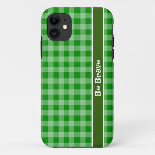 グリーンジンガム生地iPhoneケース iPhone 11 ケース