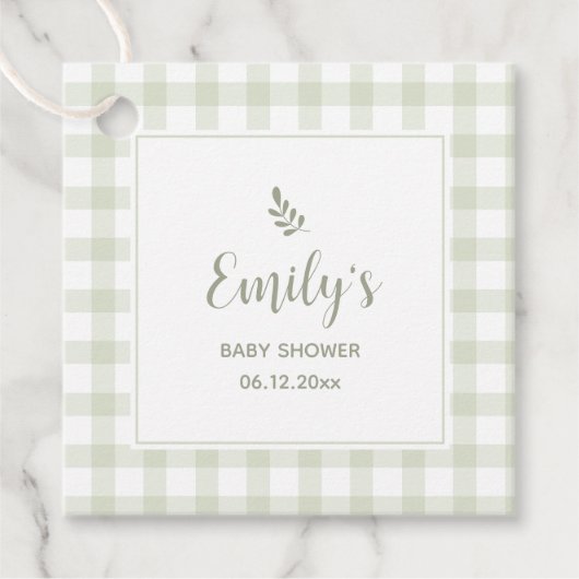 グリーンジンガム赤ちゃんシャワーありがとうござ来う フェイバータグ (正面)