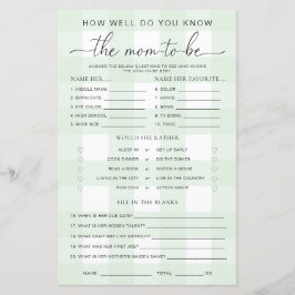 グリーンジンガム赤ちゃんシャワーがゲームをするママを知っている