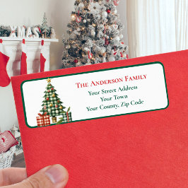 グリーンジンガモダンムクリスマスツリーオーナメント名 ラベル