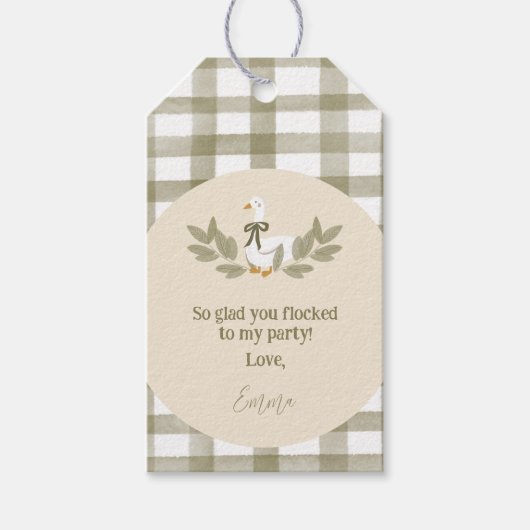 グリーンジンガ間抜けムガチョウ誕生日メッセージカード ギフトタグ (正面)