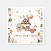 グリーンジンジャーブレッドクリスマスクッキー誕生日 スタンダードカクテルナプキン (正面)