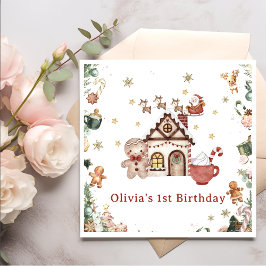 グリーンジンジャーブレッドクリスマスクッキー誕生日 スタンダードカクテルナプキン