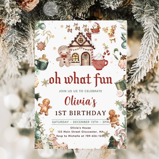 グリーンジンジャーブレッドクリスマスクッキー誕生日 招待状
