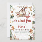 グリーンジンジャーブレッドクリスマスコokies 誕生日 招待状 (正面)