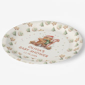 グリーンジンジャーブレッドクリスマスサンタベビーシャワー ペーパープレート (アングル)