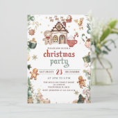 グリーンジンジャーブレッドハウスクリスマスクッキーパーティー 招待状 (スタンド正面)