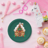 グリーンジンジャーブレッドハウスクリスマス紙プレート ペーパープレート (パーティー)