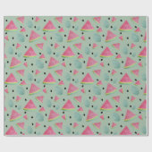 グリーンスイカ模様の水彩手色彩の鮮やか形 ラッピングペーパー (フラット)