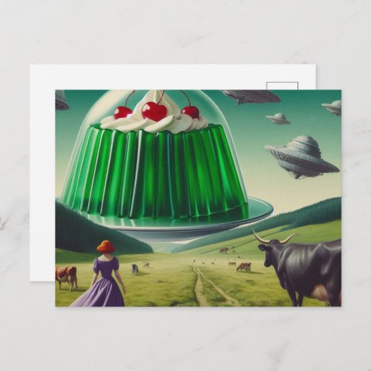 グリーンスイートトリートUFOホイップクリームとさくらんぼ ポストカード (正面/裏面)