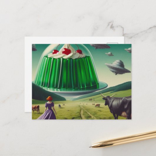 グリーンスイートトリートUFOホイップクリームとさくらんぼ ポストカード (正面/裏面インサイチュ)