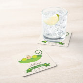 グリーンスイートピーベビーシャワー スクエアペーパーコースター (インサイチュ)