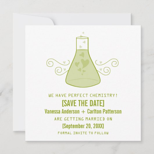 グリーンスウィートケミストリー保存ザ日付招待状 招待状 (正面)