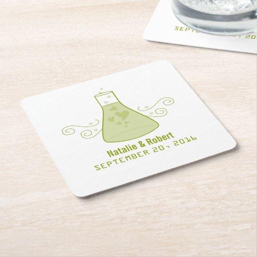 グリーンスウィート化学結婚の紙コースター スクエアペーパーコースター (アングル)