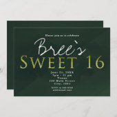 グリーンスウィート16シックでエレガントな誕生日パーティー 招待状 (正面/裏面)