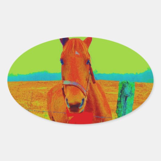 グリーンスカイ、レッドボウ馬：名前を追加 楕円形シール (正面)