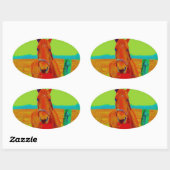 グリーンスカイ、レッドボウ馬：名前を追加 楕円形シール (シート)