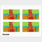 グリーンスカイ、レッドボウ馬：名前を追加 長方形シール (シート)