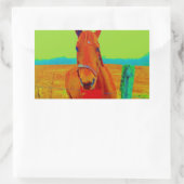 グリーンスカイ、レッドボウ馬：名前を追加 長方形シール (バッグ)