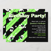 グリーンスカルとハートの誕生日パーティー 招待状 (正面/裏面)