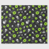 グリーンスカルとヒマワリデザイン10 ラッピングペーパー (フラット)