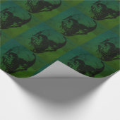グリーンスカルファンタジーアートヘビーメタルロック ラッピングペーパー (角)