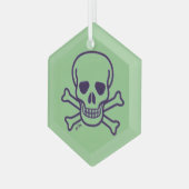 グリーンスカルブラックガラス六角オーナメント ガラスオーナメント (正面左)
