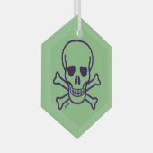 グリーンスカルブラックガラス六角オーナメント ガラスオーナメント (正面右)