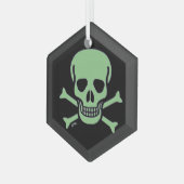 グリーンスカルブラックガラス六角オーナメント ガラスオーナメント (正面左)