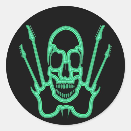 グリーンスカル及びギター ラウンドシール (正面)