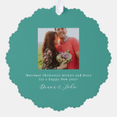 グリーンスカンジトナディアペアクリスマス オーナメントカード (裏面)