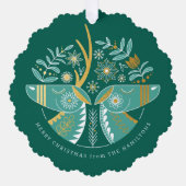 グリーンスカンジトナディアペアクリスマス オーナメントカード (正面)