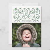 グリーンスカンジナビアパターン写真ホリデーカード シーズンカード (正面)