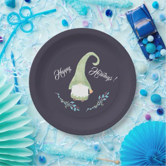 グリーンスカンジナビア格言ホリデー紙プレート ペーパープレート (パーティー)