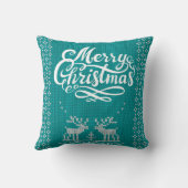 グリーンスカンジナビア編みトナカイのクリスマス クッション (裏面)