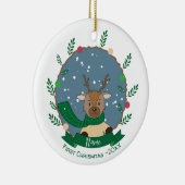 グリーンスカーフ付きトナカイ1stクリスマスオーナメント セラミックオーナメント (右)